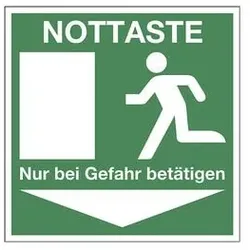 LimarLite Rettungszeichen »Nottaste - Bei Gefahr betätigen« 15 x 15 cm Folie (0,4 mm), 15x15 cm
