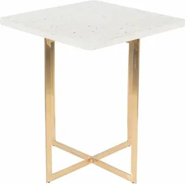 Zuiver B.V. Zuiver Beistelltisch Luigi quadratisch weiß gold Terrazzo 40 x 45 cm modern...