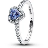Pandora 198421C05 Silber Damenring Funkelndes Erhabenes Herz Blau, 58/18,5