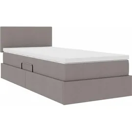 vidaXL Bett mit Stauraum und LED mit Kopfteil Taupe 90 x 190 cm Stoff