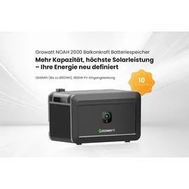 Growatt NOAH 2000 Solarspeicher für Balkonkraftwerk 3 St. + 4x 500W Bifaziale Solarmodule + Wechselrichter