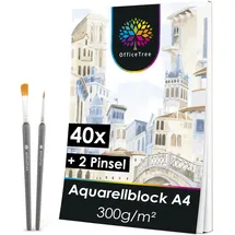 OfficeTree Aquarellpapier 40 Blatt 300 g/m2 Weiß
