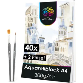 OfficeTree Aquarellpapier 40 Blatt 300 g/m2 Weiß