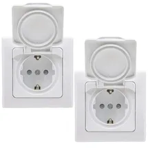 ChiliTec DELPHI Schutzkontakt-Steckdose IP44, 250V/ 16A, inkl. Rahmen, UP, weiß, 2 Stk - Schwarz