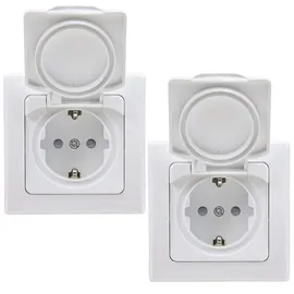 ChiliTec DELPHI Schutzkontakt-Steckdose IP44, 250V/ 16A, inkl. Rahmen, UP, weiß, 2 Stk - Schwarz
