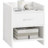 SoBuy Nachttisch Nachtschrank Beistelltisch mit Schublade und Ablagen FBT66-W