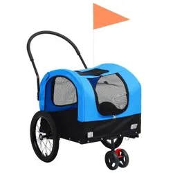 VidaXL Hunde 2-in-1 Fahrradanhänger & Jogger blau