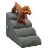 Deconovo Tragbar Haustierrampe für Sofa Bett, Hundetreppe für Kleine Hunde 4 Stufen, Abnehmbare Waschbare Hunderampe rutschfest, Katzentreppe für Haustier mit Gelenkproblemen, 72x40x50 cm, Dunkelgrau