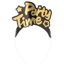 Papstar 96 Haarreifen schwarz/gold ``Party Time` `Metallic``