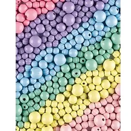 Folia Holzperlen Jumbo Pastel 1 kg Bastelperlen Ø 1-1,8 cm