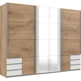 WIMEX Emden 270 x 210 x 65 cm Plankeneiche Nachbildung/weiß mit Spiegel und Schubladen