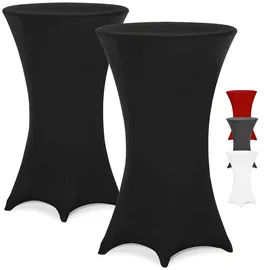 DETEX DETEX® Stehtisch Husse 2er Set Schwarz 70-75cm Verstärkter Fußbereich 30°C Waschbar Stehtischhussen Stretch Überzug