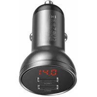 Baseus Autoladegerät 2x USB 4.8A 24W mit LCD grau