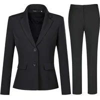 YYNUDA Anzug Set Damen Business Hosenanzug Slim Fit Blazer mit Anzughosen Elegant für Office Hochzeit Schwarz L - L