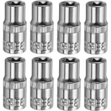 QUARKZMAN 1/4" x E8 Torx Bit Set, 8 Stück Torx Nuss Set Schrauber Sechskant Steckschlüsseleinsätze, Antrieb Tiefnuss Stern-Stecknuss für Auto Reparaturen Hauswartung DIY Handarbeit