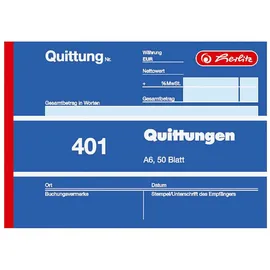 Herlitz Quittung, MwSt. separat ausgewiesen Formularbuch 401