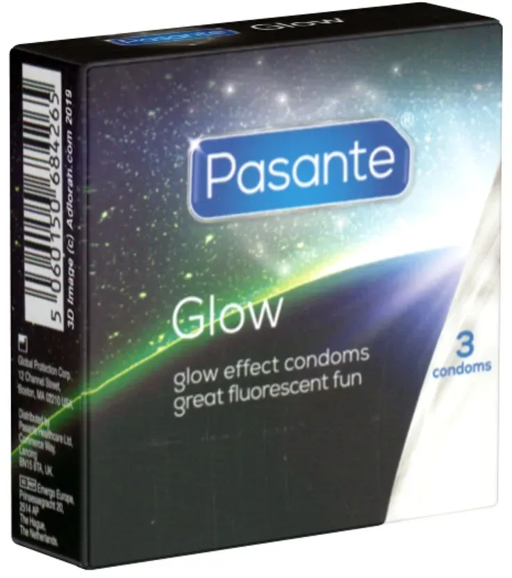 «Glow» leuchtende Kondome mit grünem Leuchteffekt (3 Kondome)