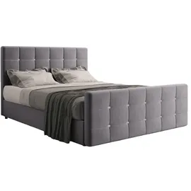kaiser möbel Boxspringbett mit bettkasten und matratze 180 cm x 200 cm, Schlafzimmerbett ROMA Grau + topper H3 - Grau