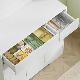 Homcom Küchenschrank Buffetschrank mit Arbeitsplatte 100 x 38 x 180 cm Weiß