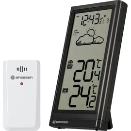 Bresser Wetterstation Digitales Thermometer mit DCF-Funksignal Datum Meteo - Schwarz