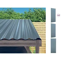 vidaXL Dachpaneele 12 Stk. Pulverbeschichteter Stahl Grau 100x36 cm