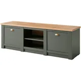 furn.design TV-Lowboard grün Eiche Landhaus TV Unterteil 152 x 51 cm Wohnzimmer, Wohnwände, Lowboards, Lowboards stehend