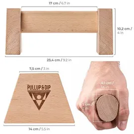 PULLUP & DIP Holz Liegestützgriffe mit ergonomischem Griff inkl. Wrist Wraps