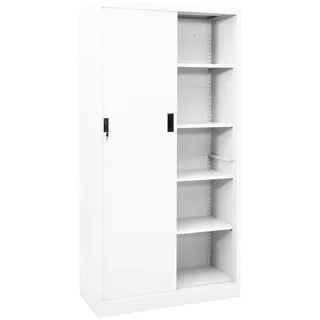 vidaXL Büroschrank mit Schiebetür Weiß 90x40x180 cm Stahl