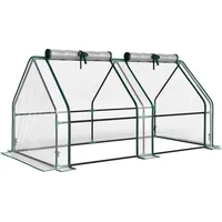 Outsunny Gewächshaus mit Reißverschlussfenster, winterfest Foliengewächshaus aus Stahl, Treibhaus für Balkon, Garten, 180 x 90 x 90 cm, Tomatenhaus für Tomaten, Gemüse, Blumen, Transparent   Aosom
