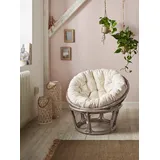 Rattanstuhl HOME AFFAIRE, grau (grau, beige), Ø100cm, Ein stilvolles Möbelstück mit einem Hang zur Gemütlichkeit Der Home affaire Papasansessel ist aus handgeflochtenem Rattan und bringt so einen natürlichen Charme in die eigenen vier Wände. Die hochwertige Verarbeitung macht sich auch beim Sitzkomfort bemerkbar. Wer einfach ein paar Minuten nach der Arbeit ausspannen möchte, nimmt im bequemen Sitzkissen des Rattanstuhls Platz und lässt den Tag Revue passieren ? Schlummermodus vorprogrammiert. Sein kombinationsfreudiges Design sorgt dafür, dass der Sessel zu fast jeder Einrichtung passt. Er kann ganz nach Lust und Laune im Wohnraum aufgestellt werden. Verleiht dem Wohnraum einen tollen Blickfang: der Papasansessel von Home affaire., Stühle, aus handgeflochtenem Rattan