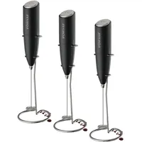 POWSAF Milchaufschäumer,Milchschäumer elektrisch mit Ständer, milchaufschäumer stab,13000 U/min, Milchschäumer für Kaffee, Latte, Cappuccino, Schwarz/Silbrig (Packung mit 3)