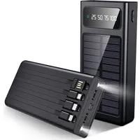 SIGN Solar Powerbank with Built-in Cables, 20000mAh - Black, Powerbank