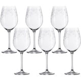 LEONARDO 6er Set, spülmaschinenfeste Wein-Gläser, Rotwein-Kelch mit gezogenem Stiel, Wein-Glas mit Gravur, 510 ml, 035300