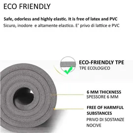 FFitness Yogamatte Fitnessstudio Pilates 183 x 61 x 0,6 cm Rutschfeste Oberfläche Umweltfreundlicher TPE-Teppich für Aerobic Gymnastik (Schwarz)
