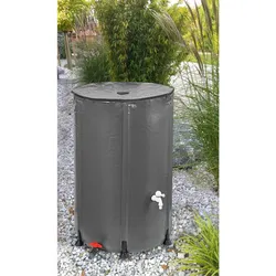 Garden Pleasure Faltbarer PVC-Wassertank 250L Grau mit Hahn Garten Camping