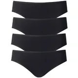 CALIDA Damen Slips, 4er Pack - Benefit Women, Jersey, einfarbig Schwarz XS (36/38)