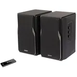 Edifier Studio R1380T 2.0 Regallautsprecher-System (42 Watt) im Echtholzgehäuse (MDF). Zwei LINE IN Anschlüsse. Infrarot-Fernbedienung und seitliche Bedienelemente für Bässe, Höhen und Lautstärke.