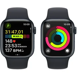 Apple Watch Series 9 GPS + Cellular 41 mm Aluminiumgehäuse mitternacht, Sportarmband mitternacht S/M