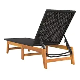 vidaXL Sonnenliege mit Tisch Poly Rattan und Massivholz Akazie
