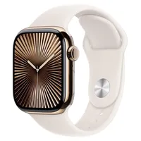 Apple Watch Series 10 GPS + Cellular 42 mm Titangehäuse gold Sportarmband polarstern S/M