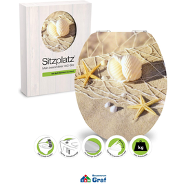 SANITOP-WINGENROTH WC-Sitz »High Gloss Strandperlen«, mit Holzkern, oval, mit Softclose-Funktion - beige