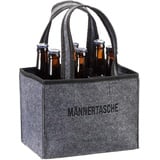 MIJOMA Stilvoller Filz Flaschenträger Biertasche für 6 Flaschen 0,33l/0,5l – Männerhandtasche, Perfekt für Vatertag & Grillpartys (Grau mit Stickerei 'Männerhandtasche')