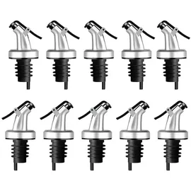 layba Flaschenausgießer Essig und Öl Ausgießer für Flaschen mit Verschlusskappe, Set, 10-St., 10 Flaschen Ausgießer silberfarben
