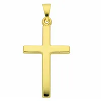 Kreuzkette ADELIA ́S "Halskette - Kreuzkette mit Kreuz Anhänger aus 585 Gold", gold, Halsketten, Damen, Gelbgold 585 Gold, Gelbgold 585, Gold, Kreuzkette, Schmuckset mit bis 45 cm stufenlos verstellbarer 925 Silber Halskette