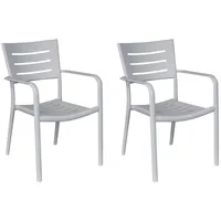 LC Garden »Vesta« 2er Set Gartenstühle grau Stapelstühle Bistrostühle