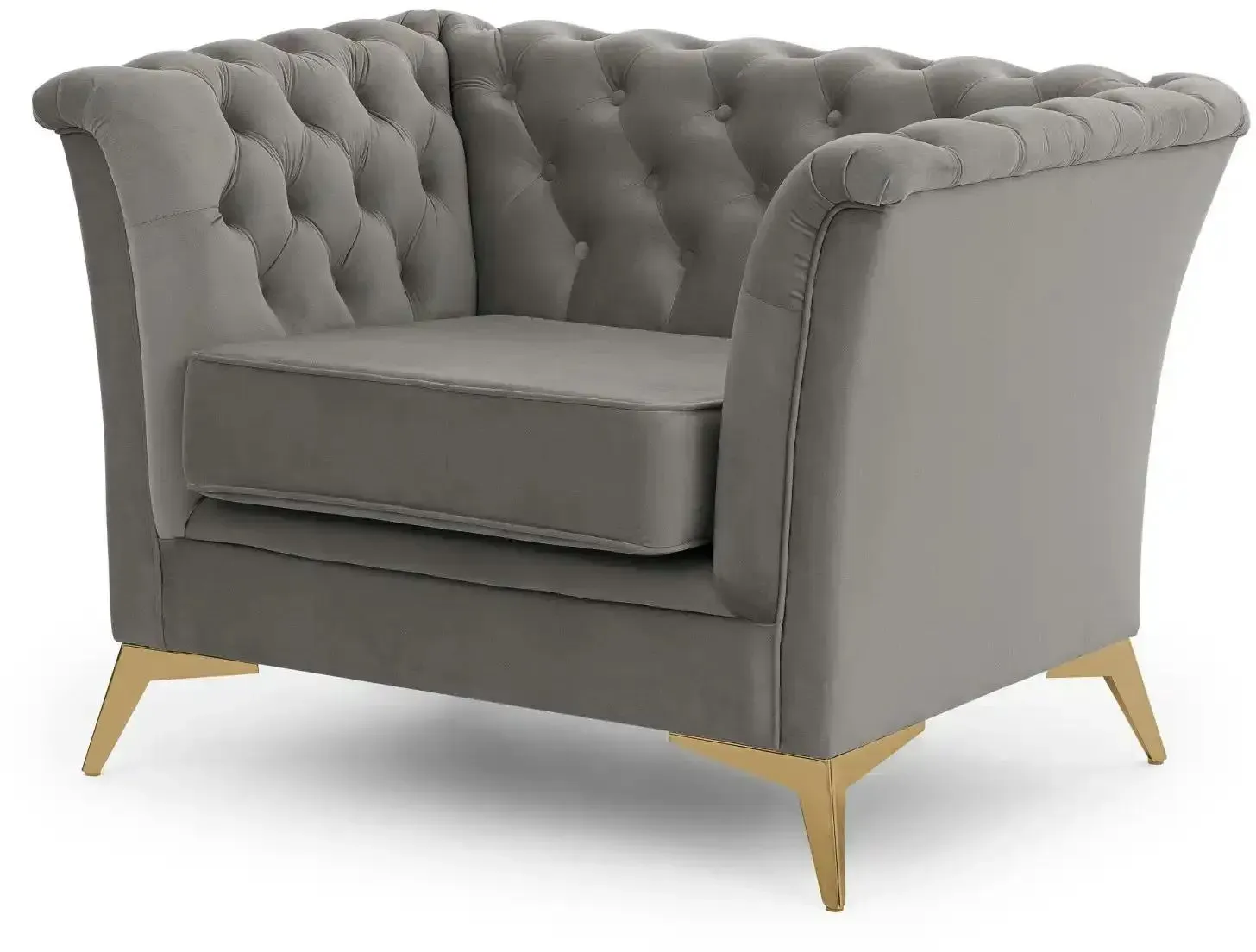 S-STYLE Chesterfield Sessel  Wilhelm , grau , Maße (cm): B: 116 H: 78
