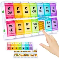Tablettenbox 7 Tage Pillendose Medikamentenbox 14 Fächer Transparent