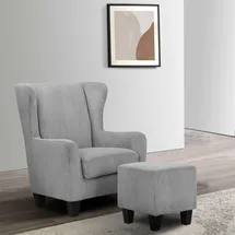 Home Affaire Ohrensessel HOME AFFAIRE "Chilly, Sessel mit Hocker", grau, B:84cm H:101cm T:84cm, 100% Polyester, Sessel, Ohrensessel, in Cord und Microfaser-Bezug, Unser Dauertiefpreis, Topseller