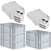 Proregal 5x Eurobox NextGen Grip mit Scharnierdeckel und schwarzen