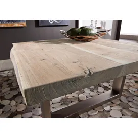 MASSIVMOEBEL24.DE Couchtisch Akazie Beige 90 x 90 x 45 cm